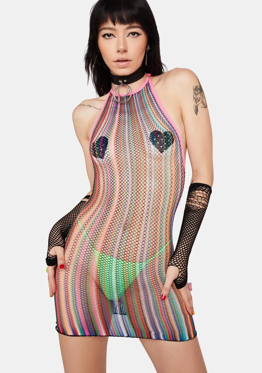 Spread The Word Fishnet Mini Dress sold by Dolls Kill