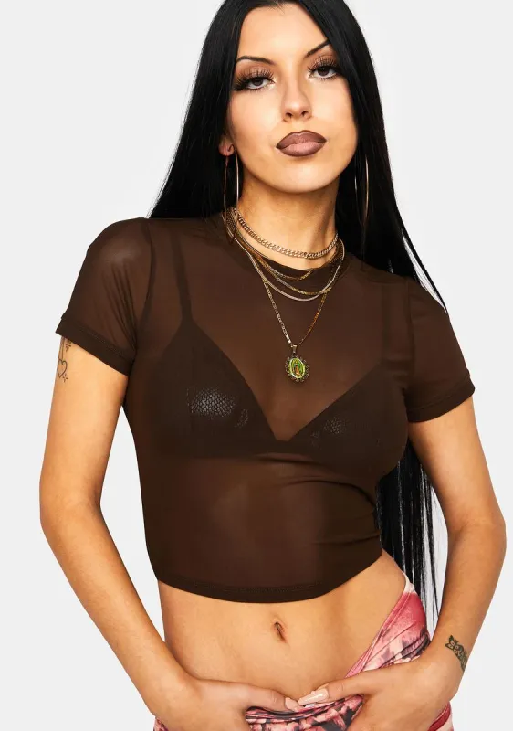 Mocha Change The Game Mesh Top sold by Dolls Kill