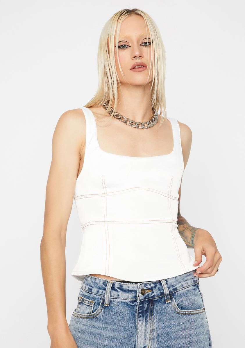 Cherish Me Forever Bustier Crop Tank sold by Dolls Kill