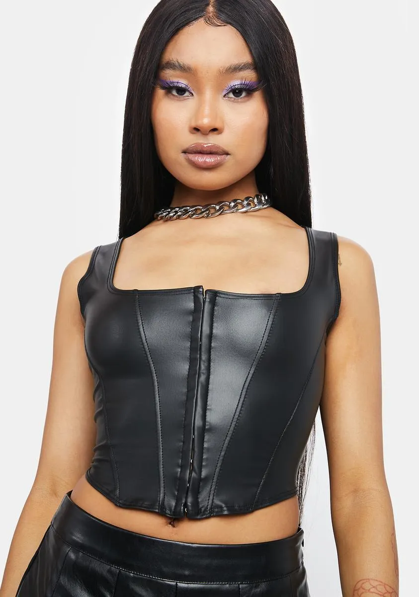 Vegan Leather Total Judgement Corset Crop Top sold by Dolls Kill