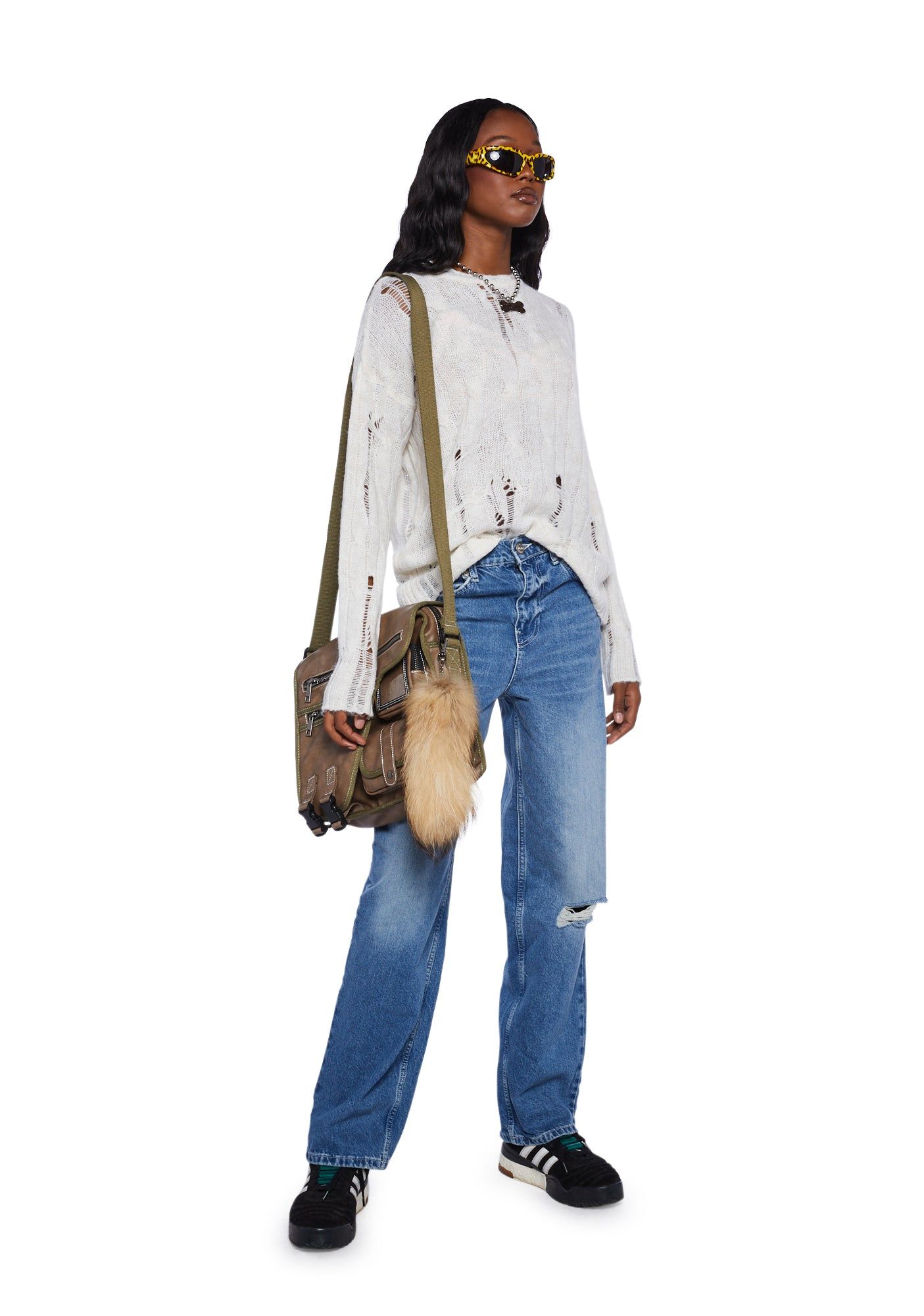 Distressed Cable Knit Sweater sold by Dolls Kill product image thumbnail 2