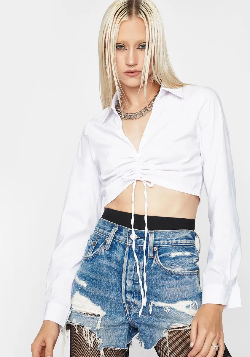 Chill Deal With It Ruched Crop Top sold by Dolls Kill