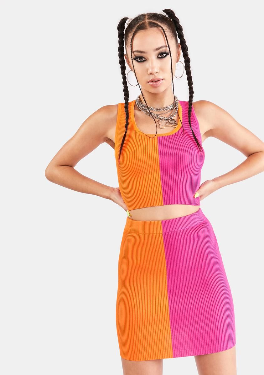 Sour Candy Two Tone Skirt Set sold by Dolls Kill
