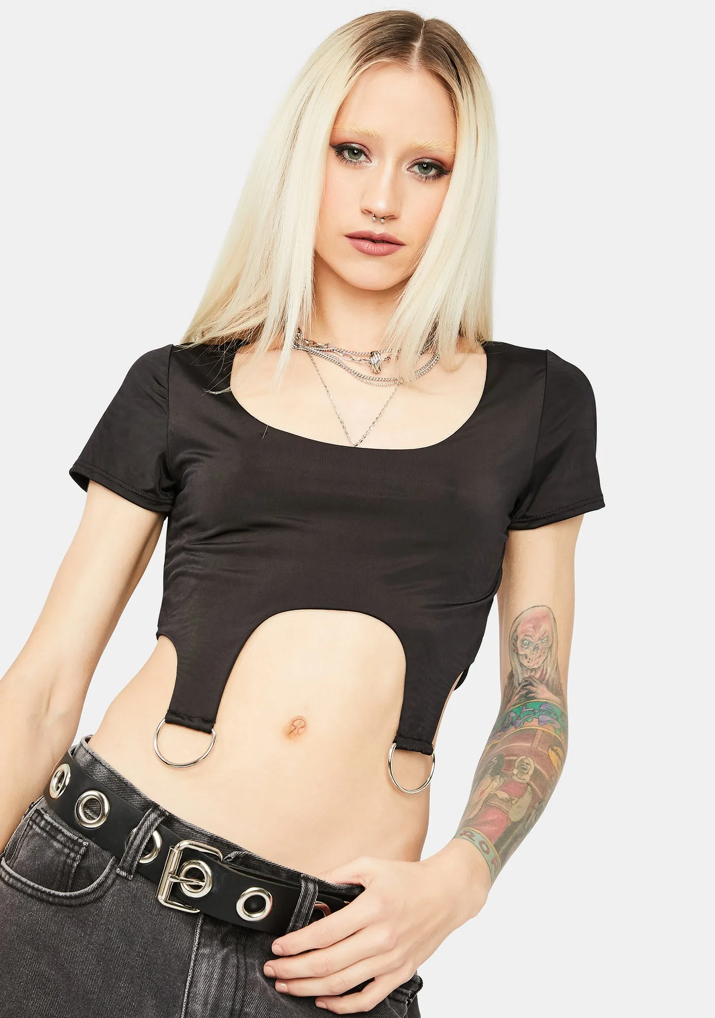 After Today D Ring Strap Crop Top sold by Dolls Kill