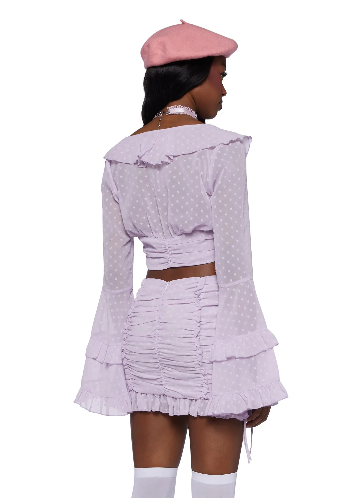 Hearts Aglow Mesh Crop Top - Purple sold by Dolls Kill product image thumbnail 4