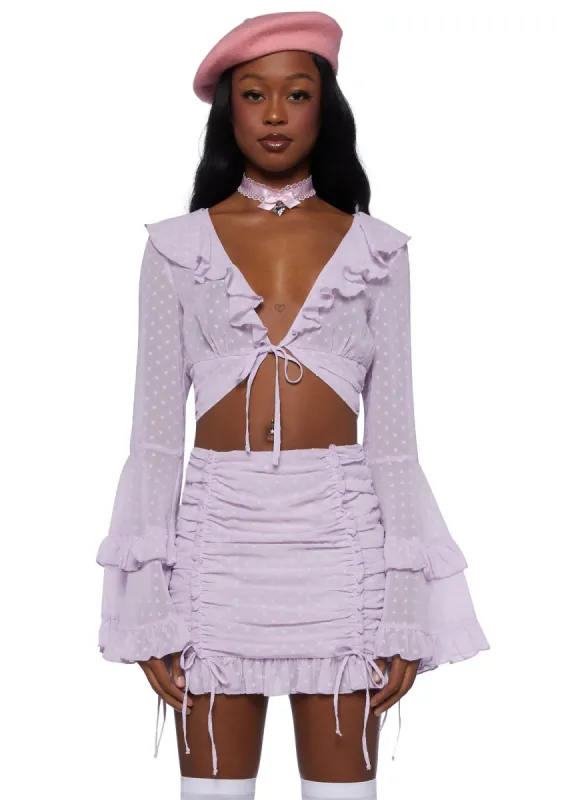 Hearts Aglow Mesh Crop Top - Purple sold by Dolls Kill