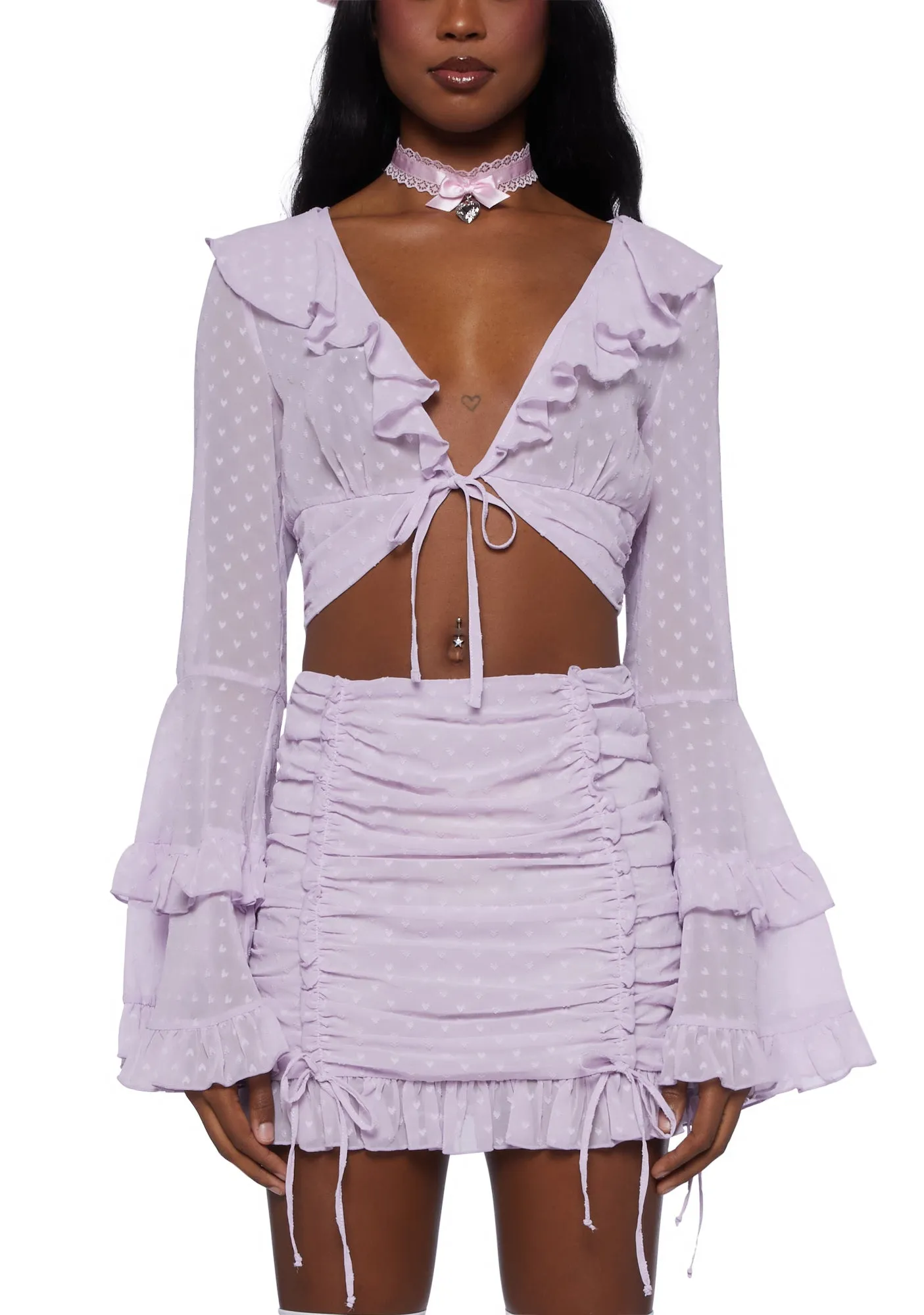Hearts Aglow Mesh Crop Top - Purple sold by Dolls Kill product image thumbnail 5