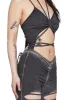 Reverb V-Cut Slashed Bell Bottom Jumpsuit sold by Dolls Kill