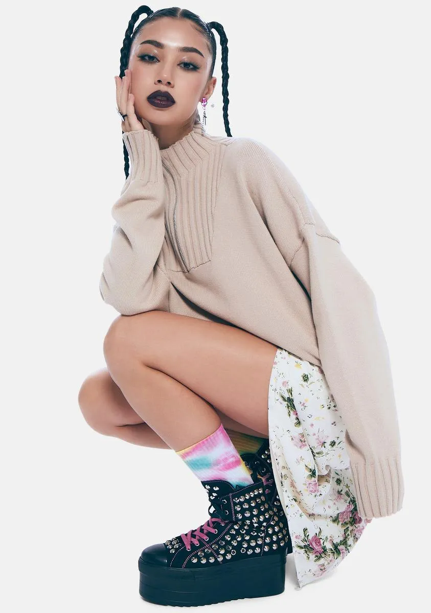 Stone True Knit Half Zip Sweater sold by Dolls Kill product image thumbnail 2