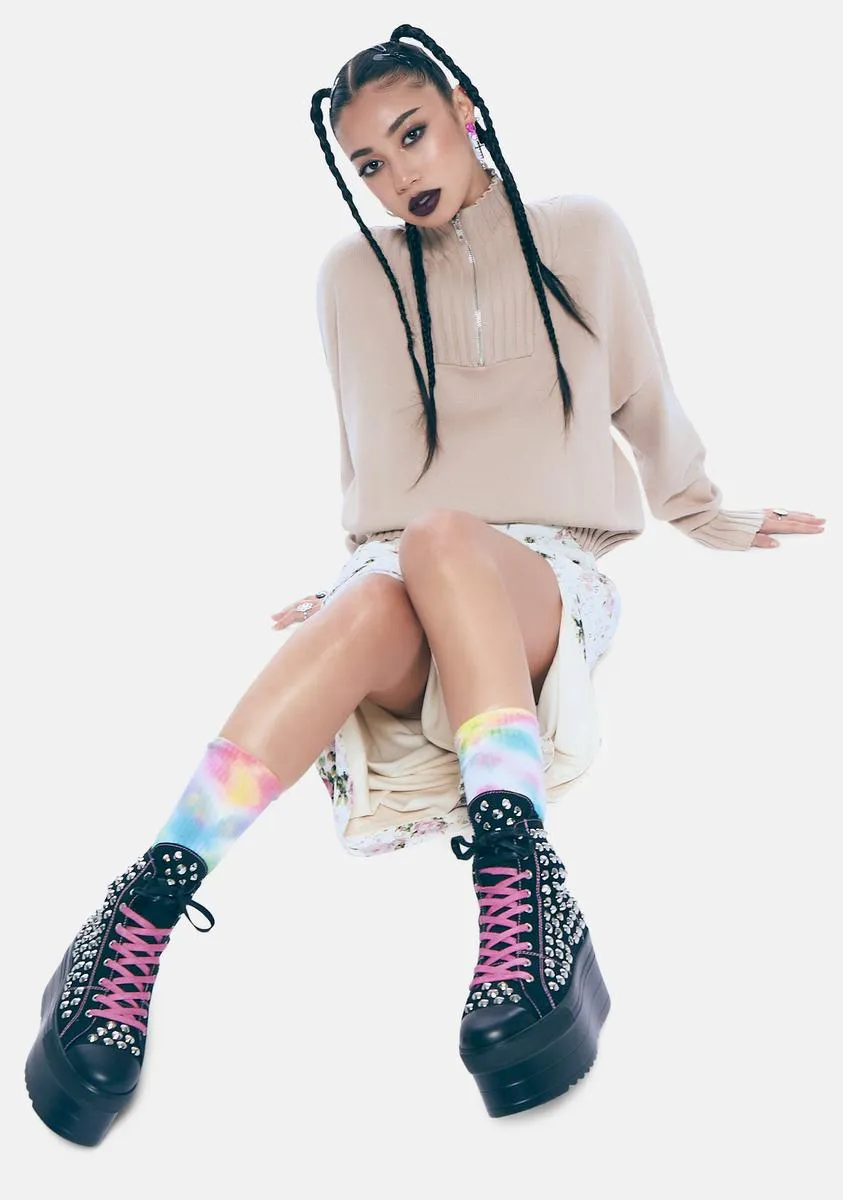 Stone True Knit Half Zip Sweater sold by Dolls Kill product image thumbnail 3