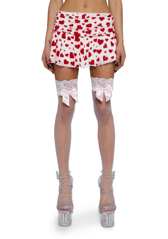 Love Surrounds Me Ruched Skirt - White sold by Dolls Kill