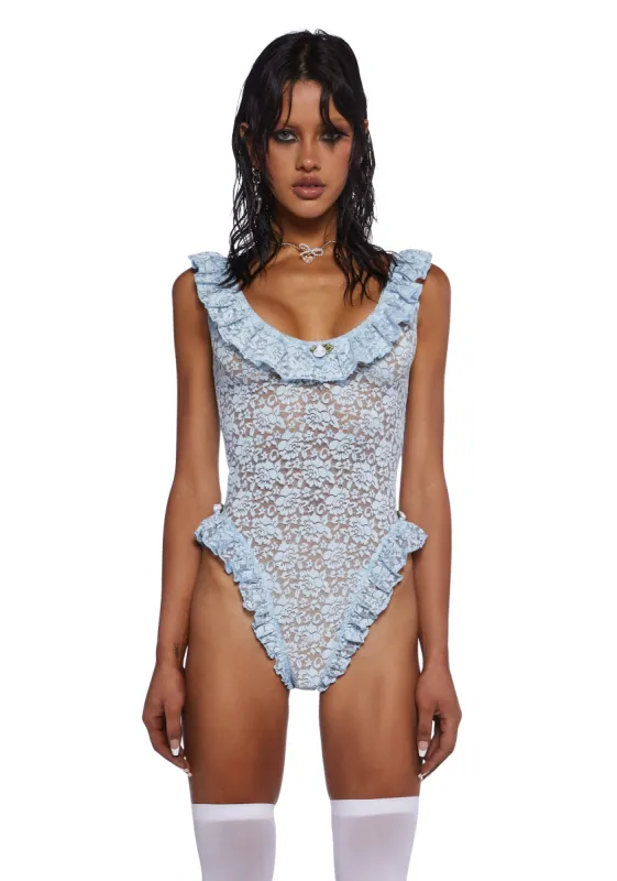 Royal Wedding Cake Lace Teddy - Blue sold by Dolls Kill