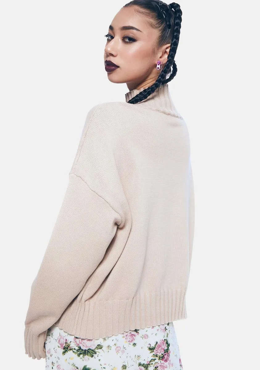 Stone True Knit Half Zip Sweater sold by Dolls Kill product image thumbnail 4