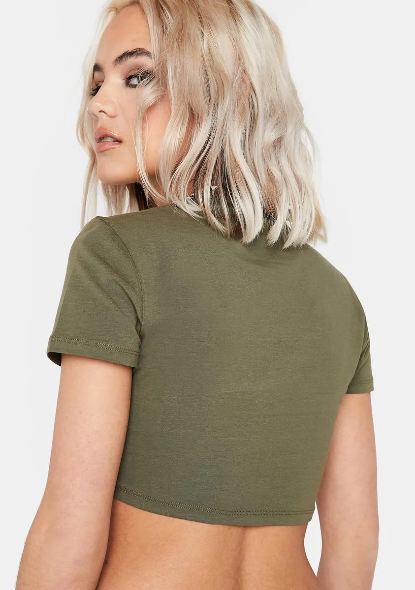 Short Sleeve Khaki Crop Top sold by Dolls Kill product image thumbnail 4