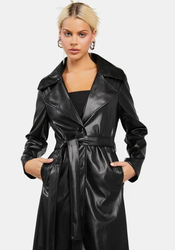 No Lockdown Vegan Leather Trench Coat sold by Dolls Kill