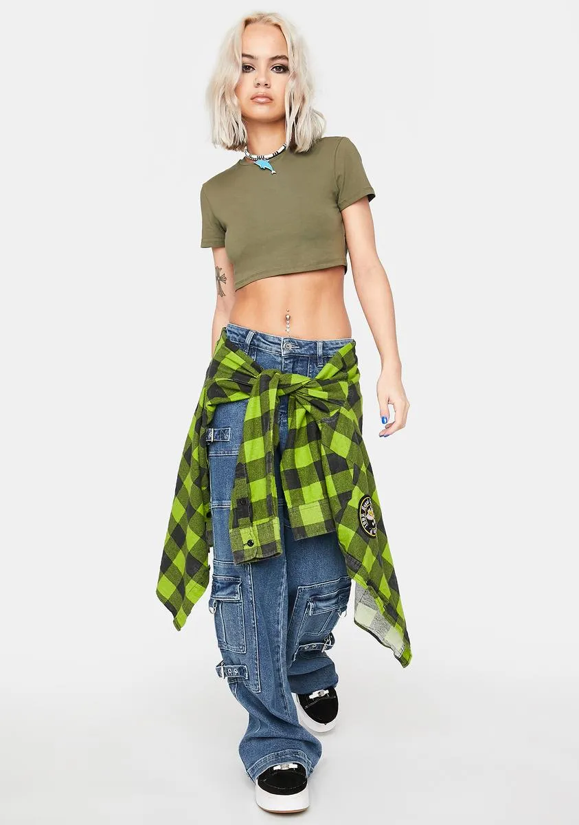 Short Sleeve Khaki Crop Top sold by Dolls Kill product image thumbnail 3