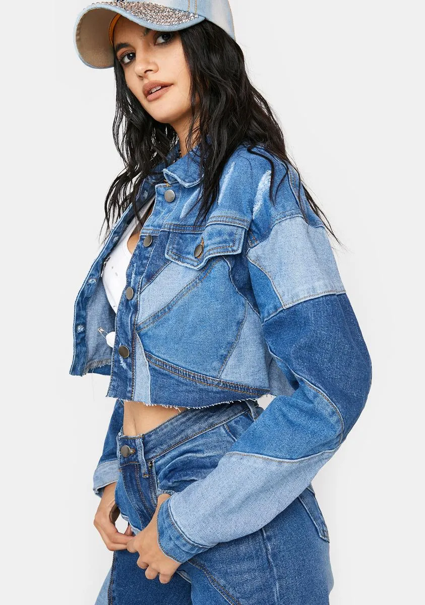 Always Wonder Patchwork Denim Cropped Jacket sold by Dolls Kill product image thumbnail 2