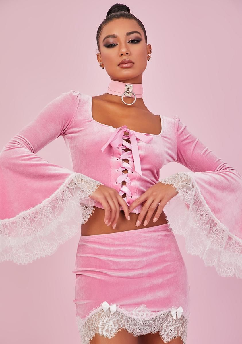 Sweet Majestic Takeover Velvet Crop Top sold by Dolls Kill