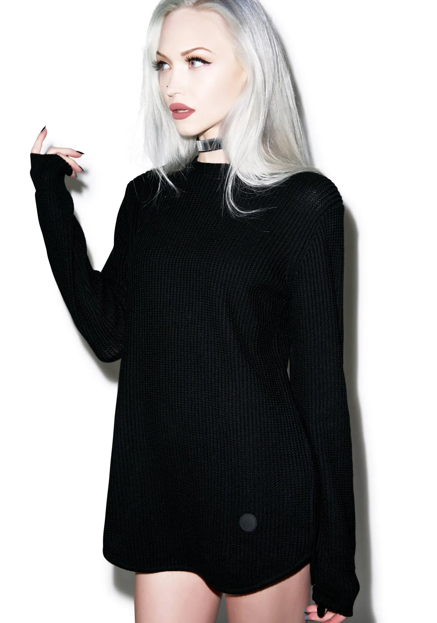 Waffle Zip Sweater sold by Dolls Kill