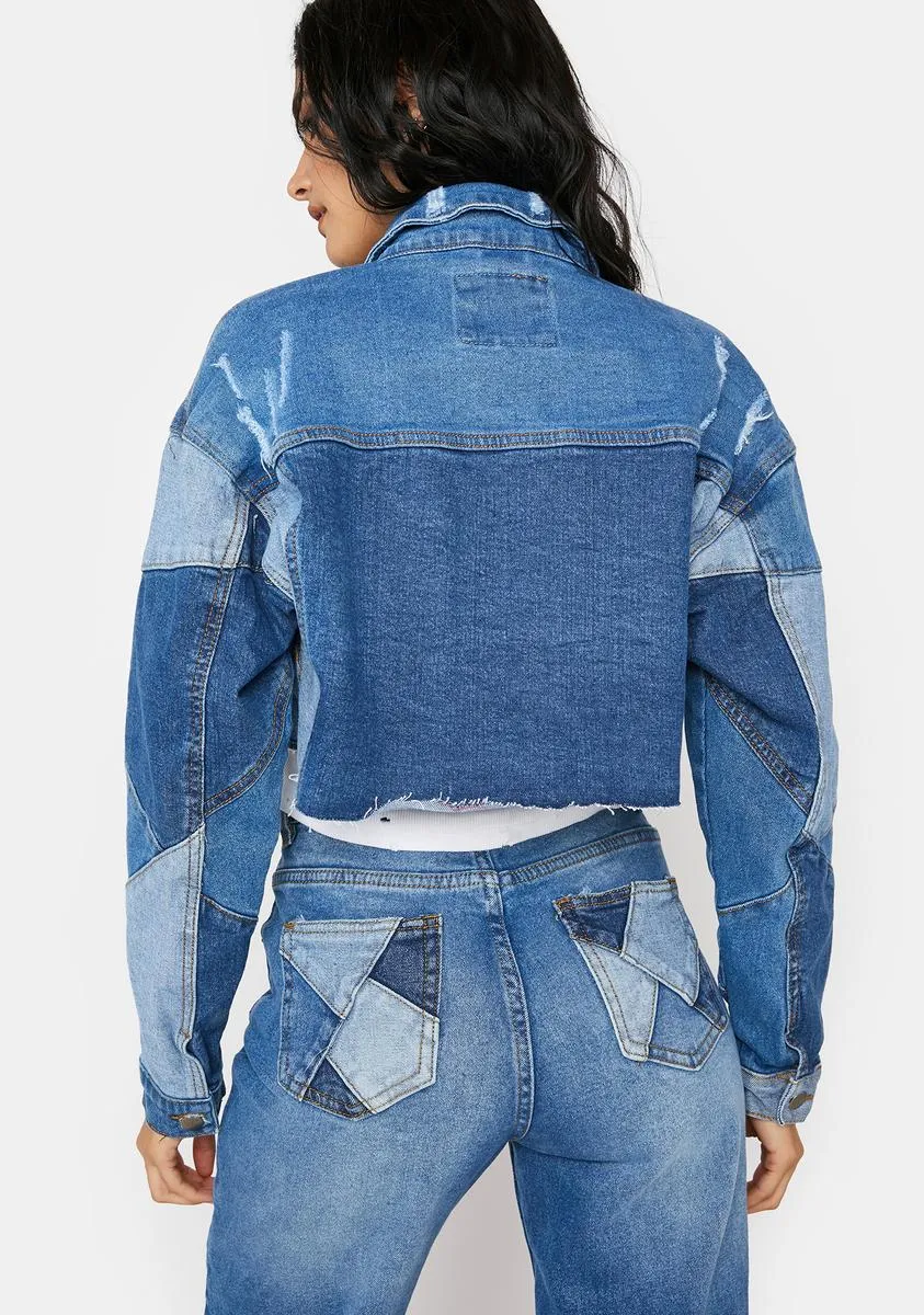 Always Wonder Patchwork Denim Cropped Jacket sold by Dolls Kill product image thumbnail 4