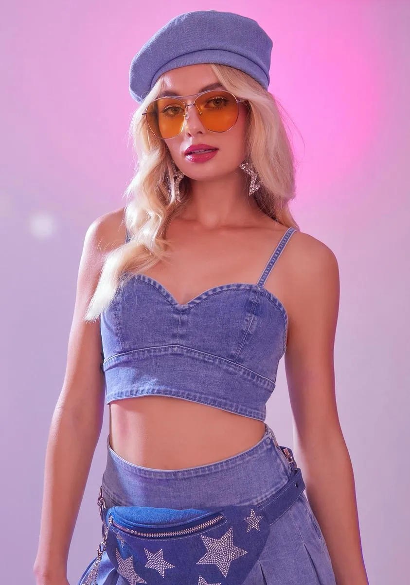 Play The Music Denim Crop Top sold by Dolls Kill product image thumbnail 2