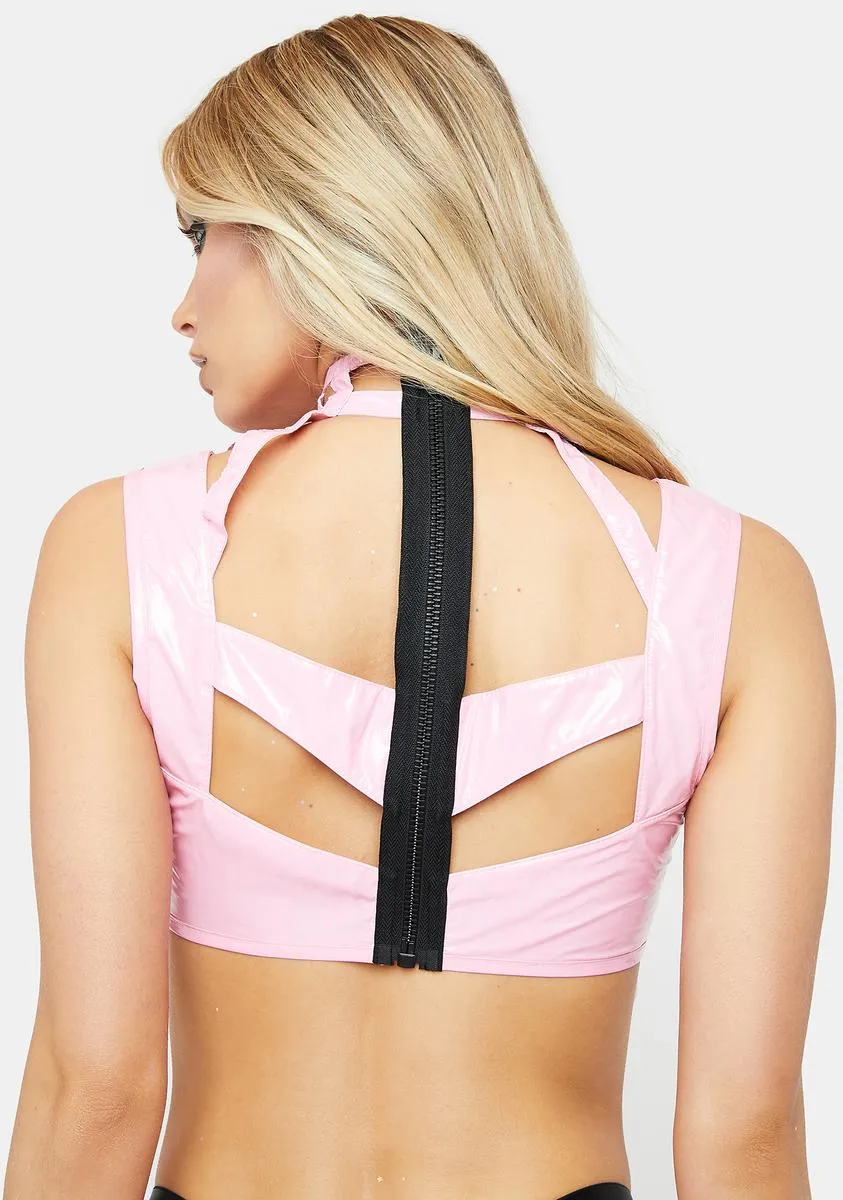 Rude Awakening Harness Bra Top - Pink Opal sold by Dolls Kill product image thumbnail 5