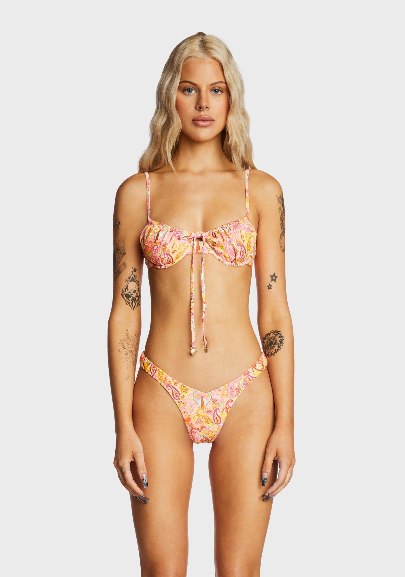Ruched Underwire Bra Bikini Top - Bahama Rama sold by Dolls Kill