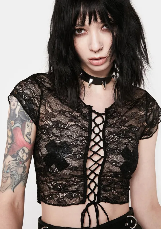 Lace Me Up Crop Top sold by Dolls Kill