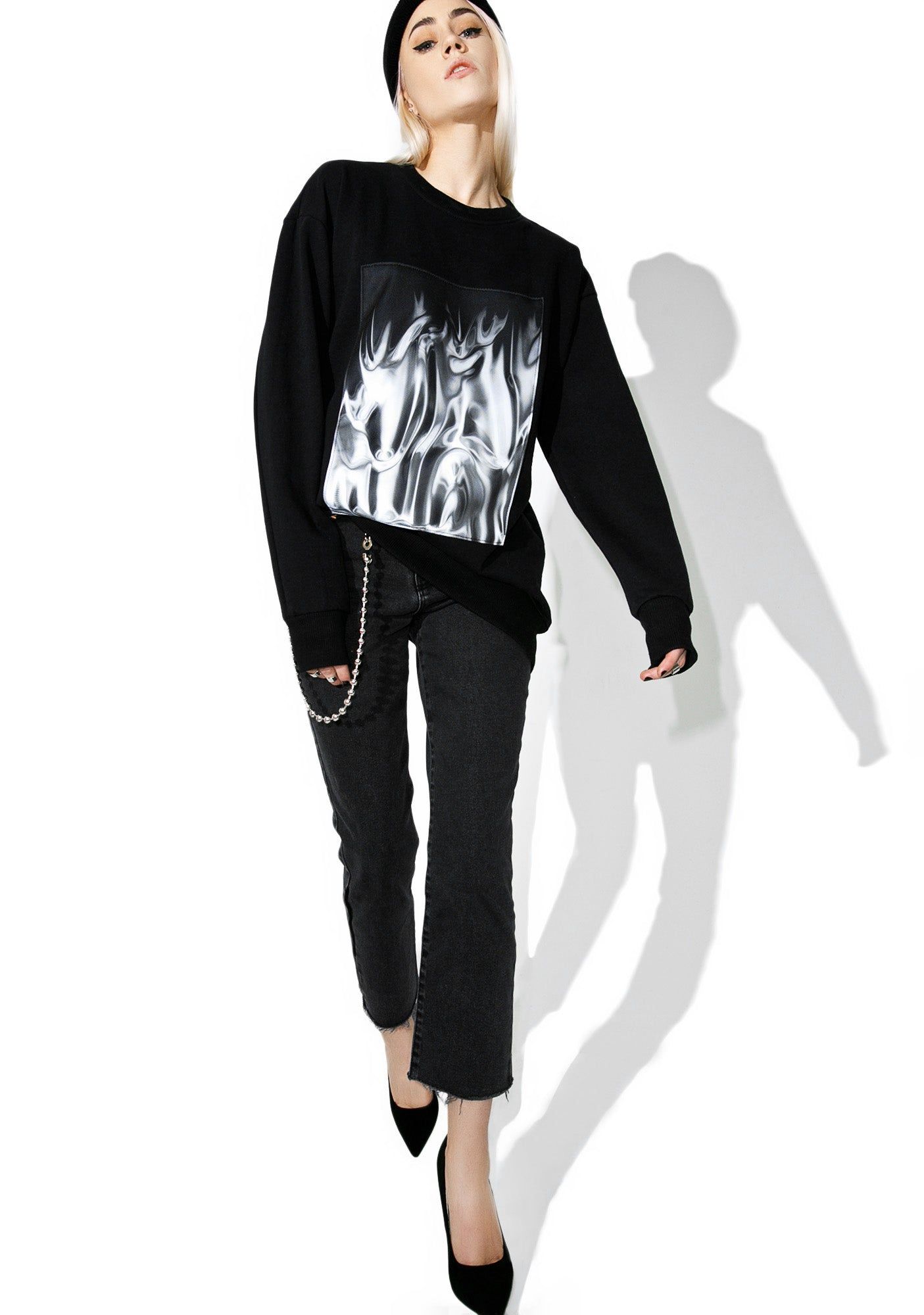 Liquid Silver Sweatshirt sold by Dolls Kill product image thumbnail 5