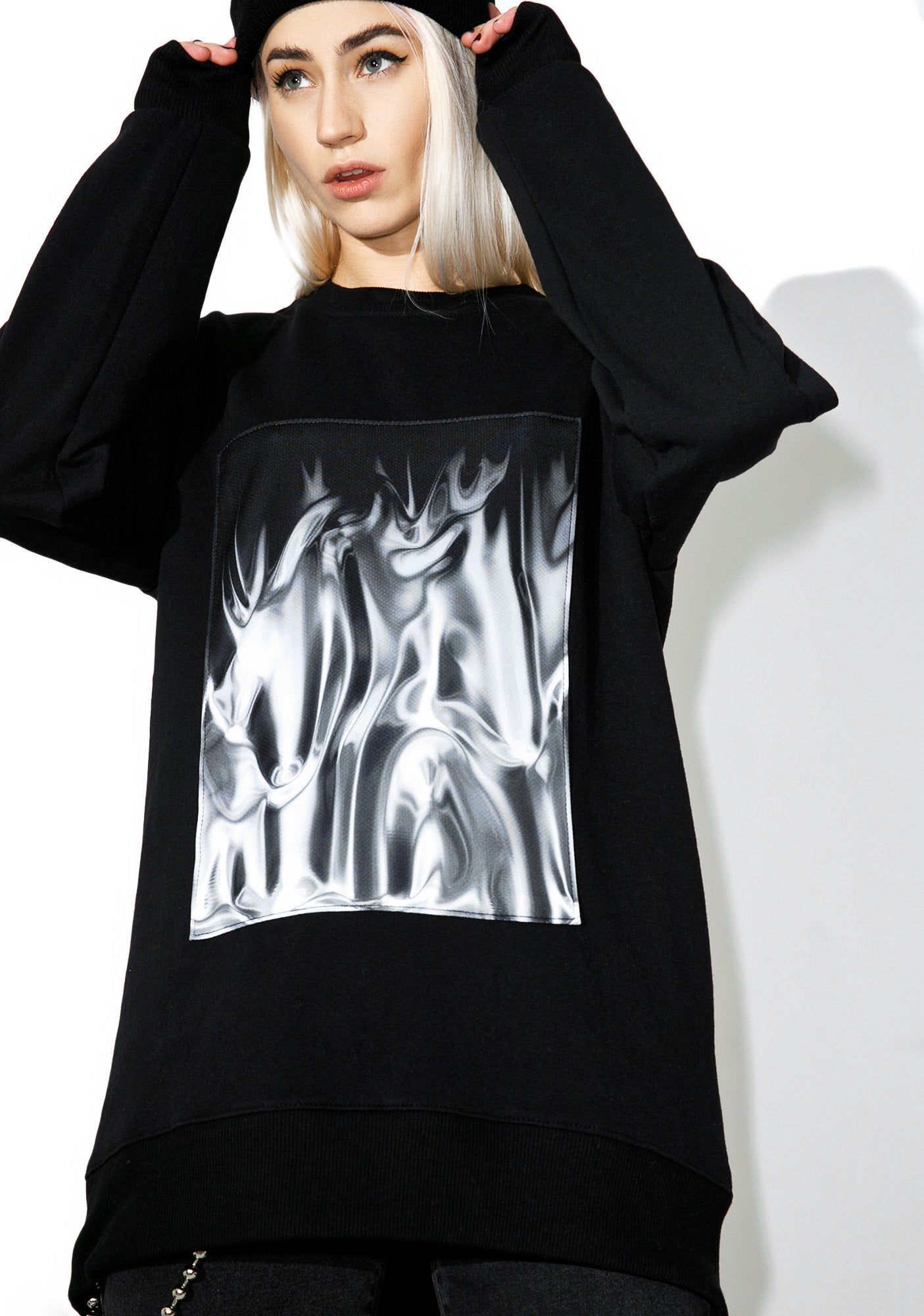 Liquid Silver Sweatshirt sold by Dolls Kill product image thumbnail 2