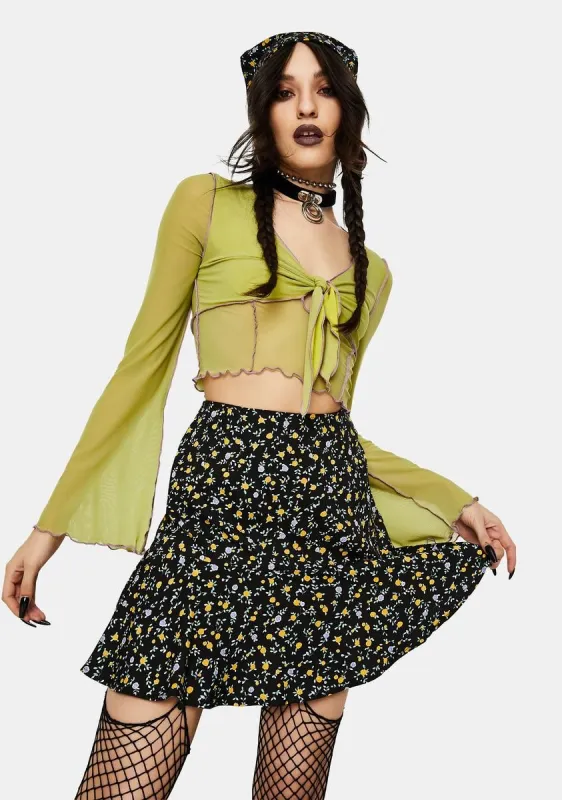 Flowing Flower Gaelle Mini Skirt sold by Dolls Kill