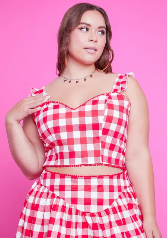 Plus Love Smore Sweetness Gingham Crop Top sold by Dolls Kill
