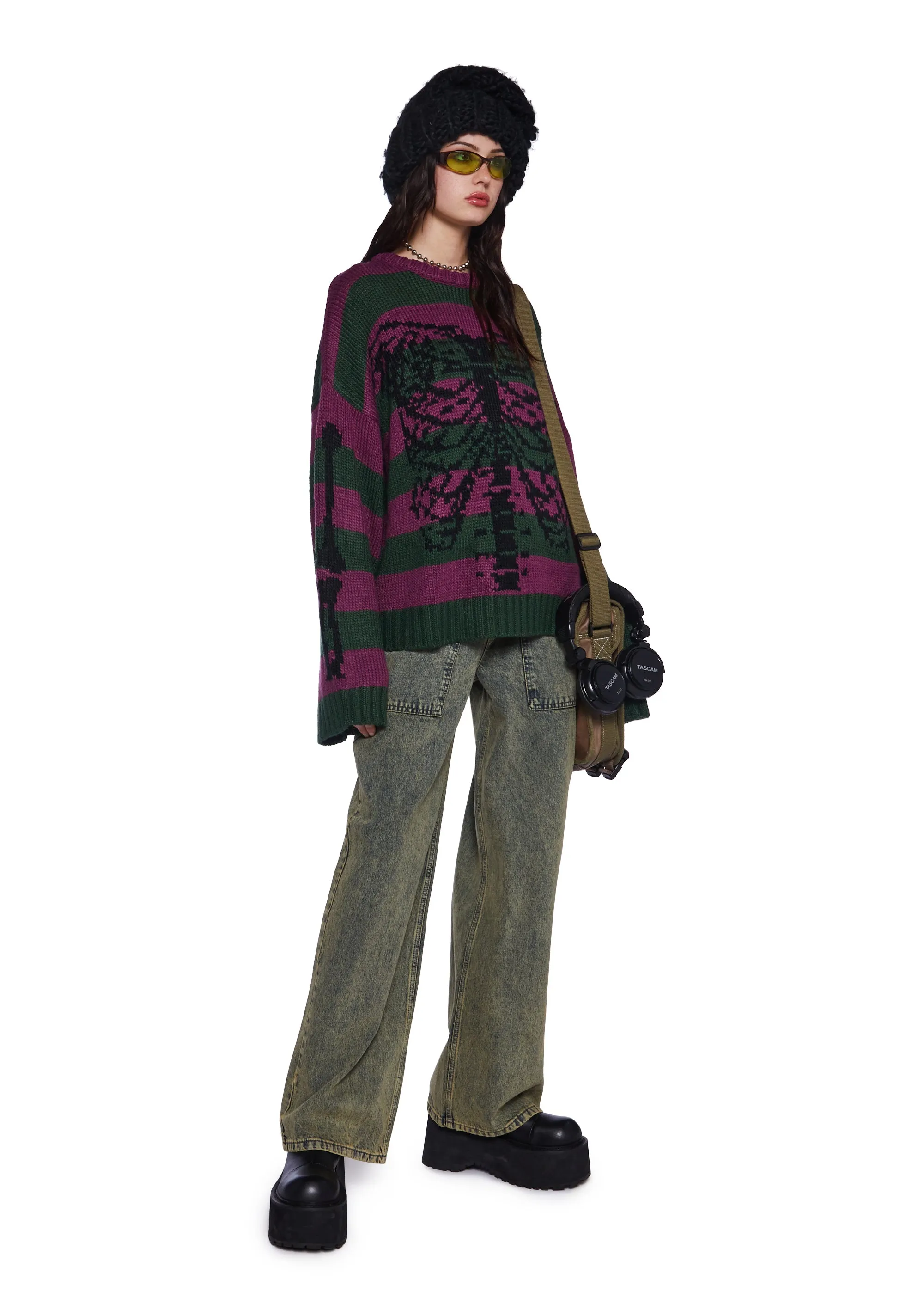 Skeleton Stripe Knit Sweater sold by Dolls Kill product image thumbnail 5
