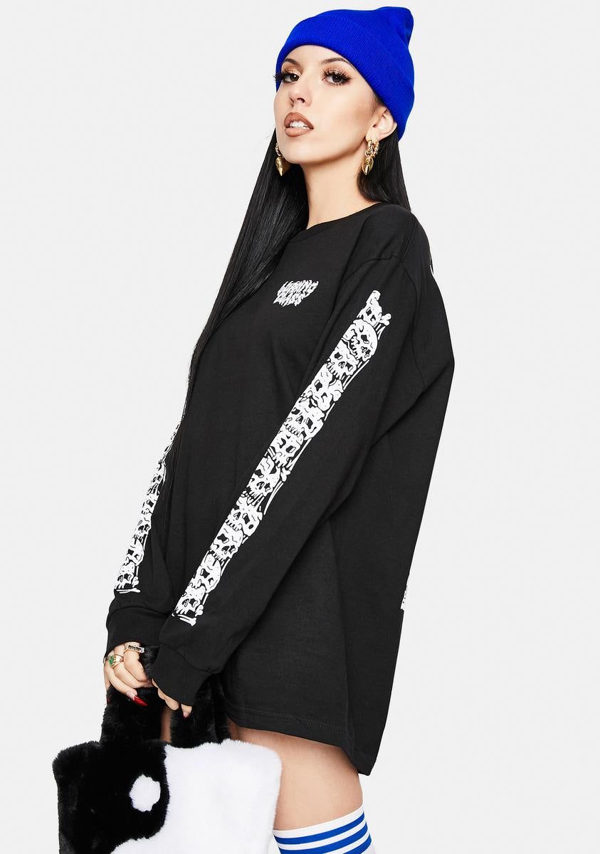 Skulls Long Sleeve Graphic Tee sold by Dolls Kill product image thumbnail 4