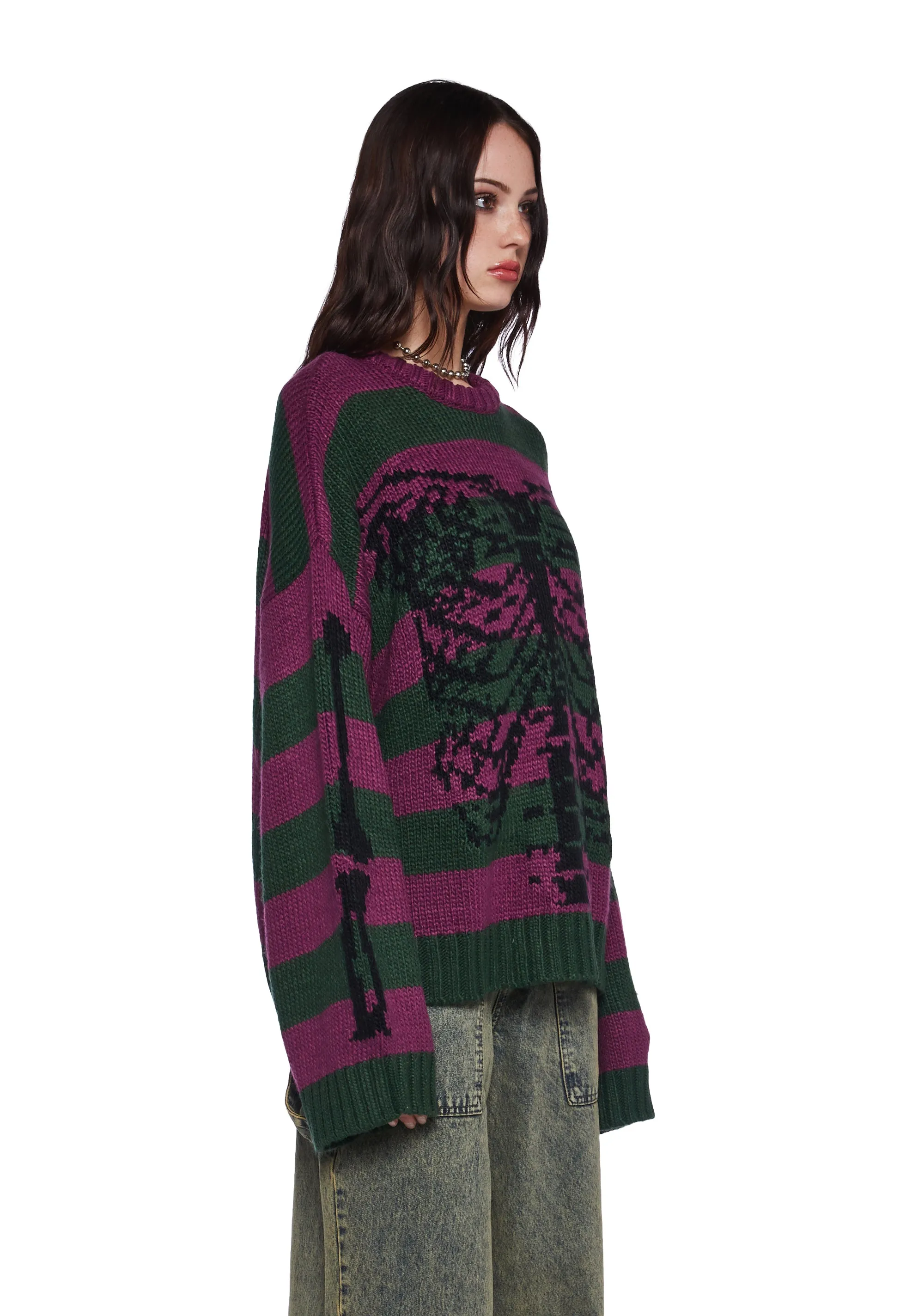 Skeleton Stripe Knit Sweater sold by Dolls Kill product image thumbnail 3