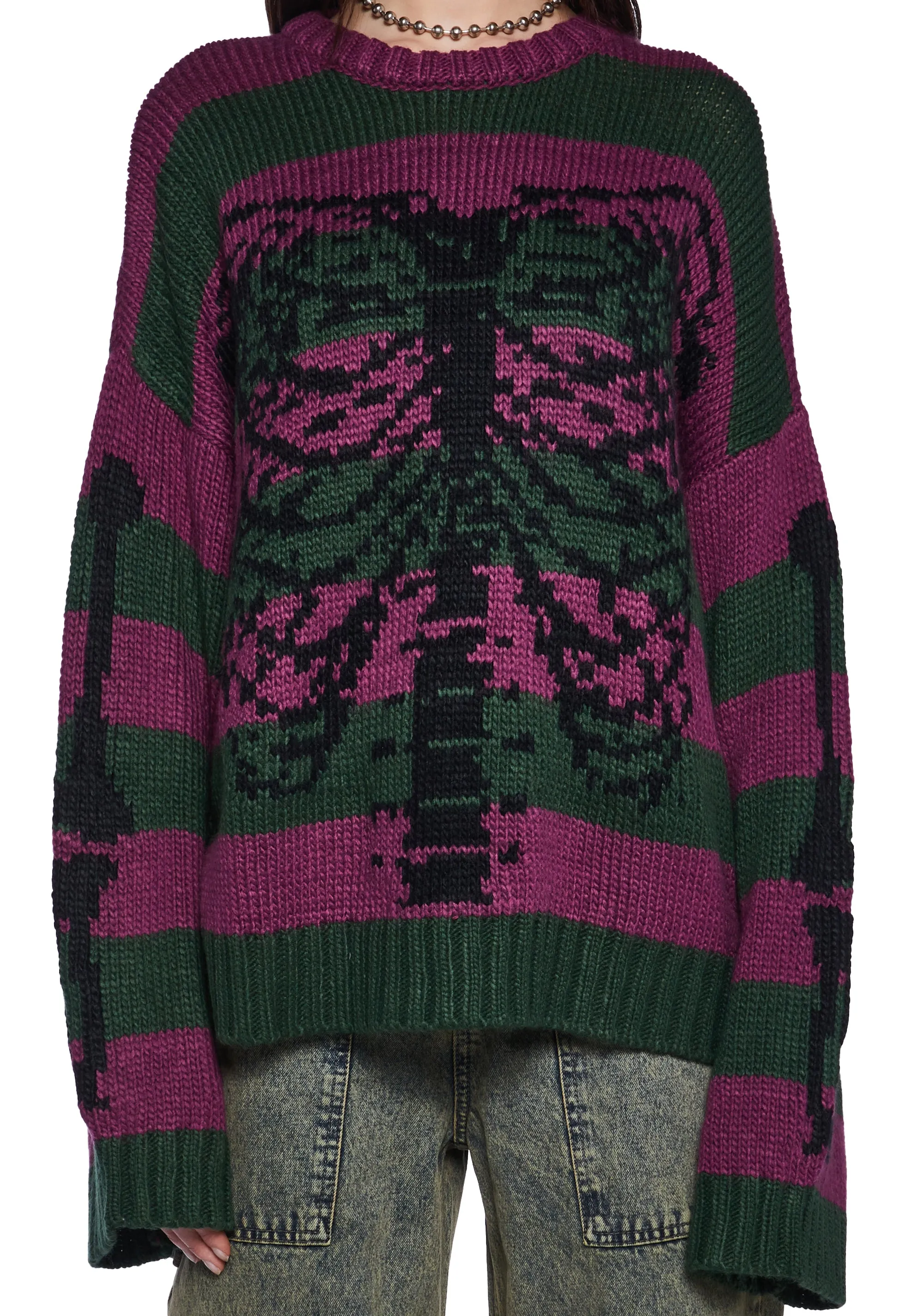 Skeleton Stripe Knit Sweater sold by Dolls Kill product image thumbnail 2