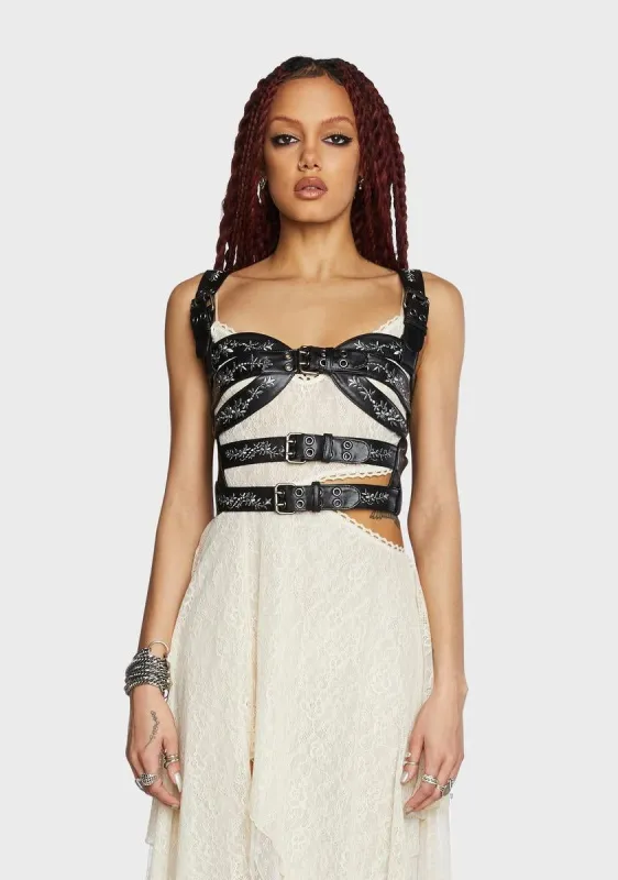 Divided Attention Harness Top - Vegan Leather sold by Dolls Kill