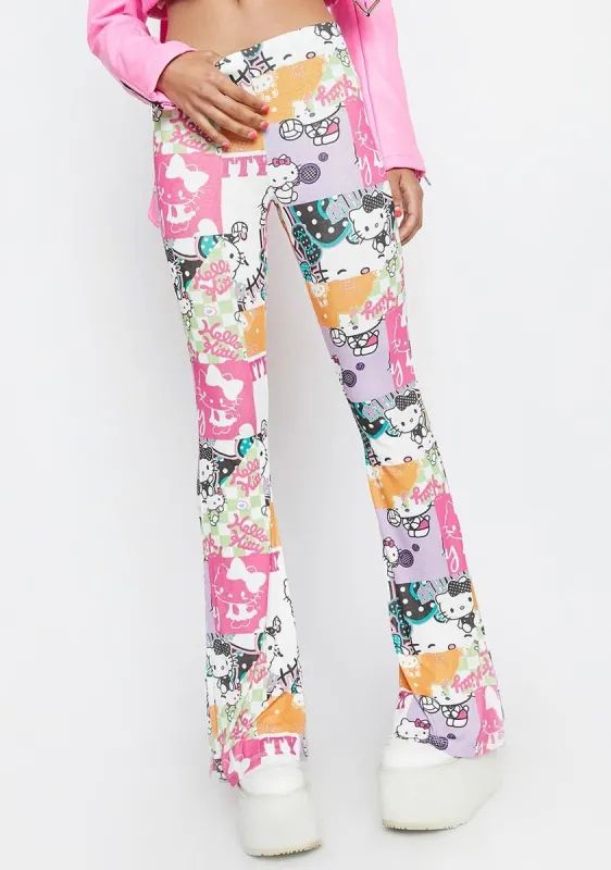 Hello Kitty Print Flare Pants sold by Dolls Kill
