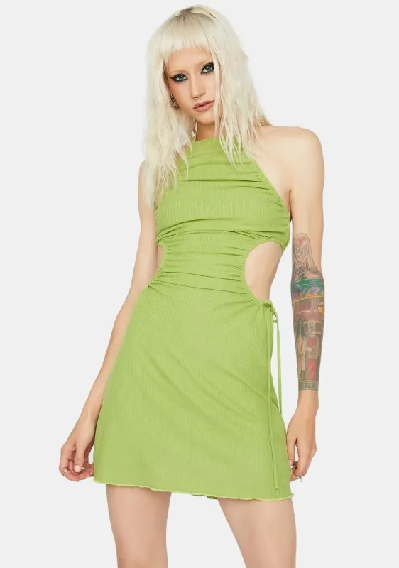 Clearly Lovely Ruched Halter Mini Dress sold by Dolls Kill