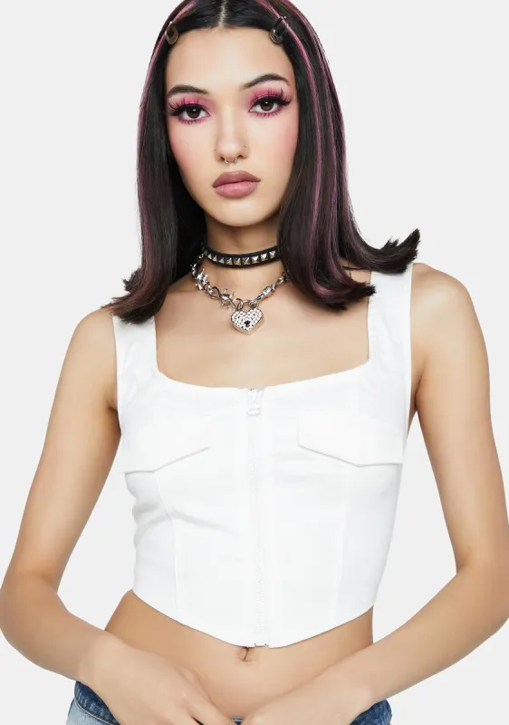 Listen Up Cropped Corset sold by Dolls Kill