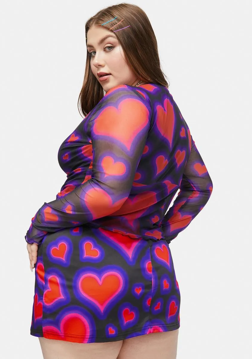 Plus Electric Juice Mesh Heart Crop Top sold by Dolls Kill product image thumbnail 4