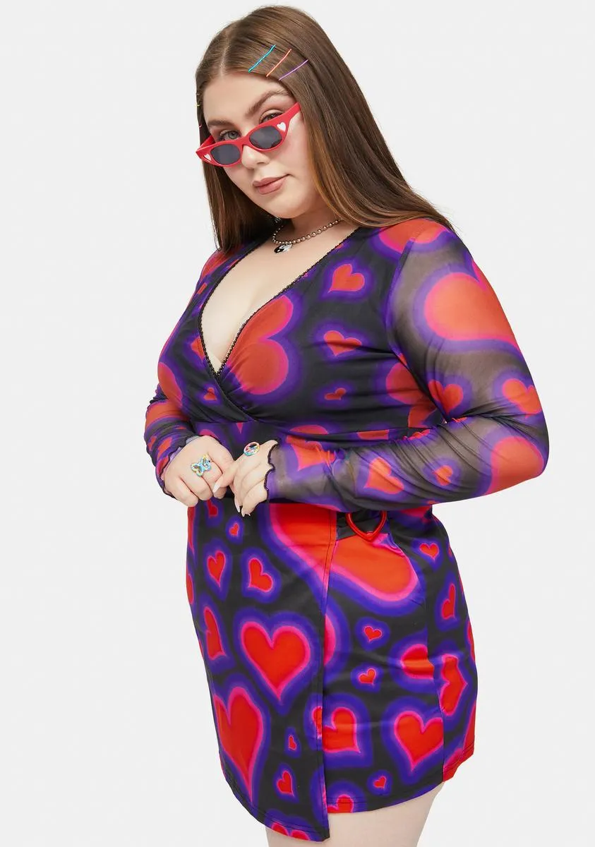 Plus Electric Juice Mesh Heart Crop Top sold by Dolls Kill product image thumbnail 2