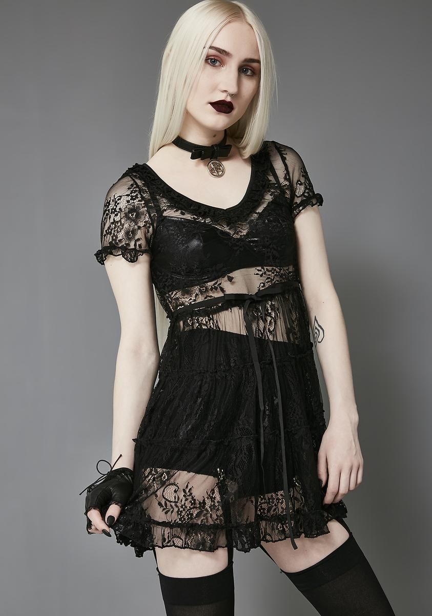 Shadow Kiss Lace Babydoll Dress sold by Dolls Kill product image thumbnail 3