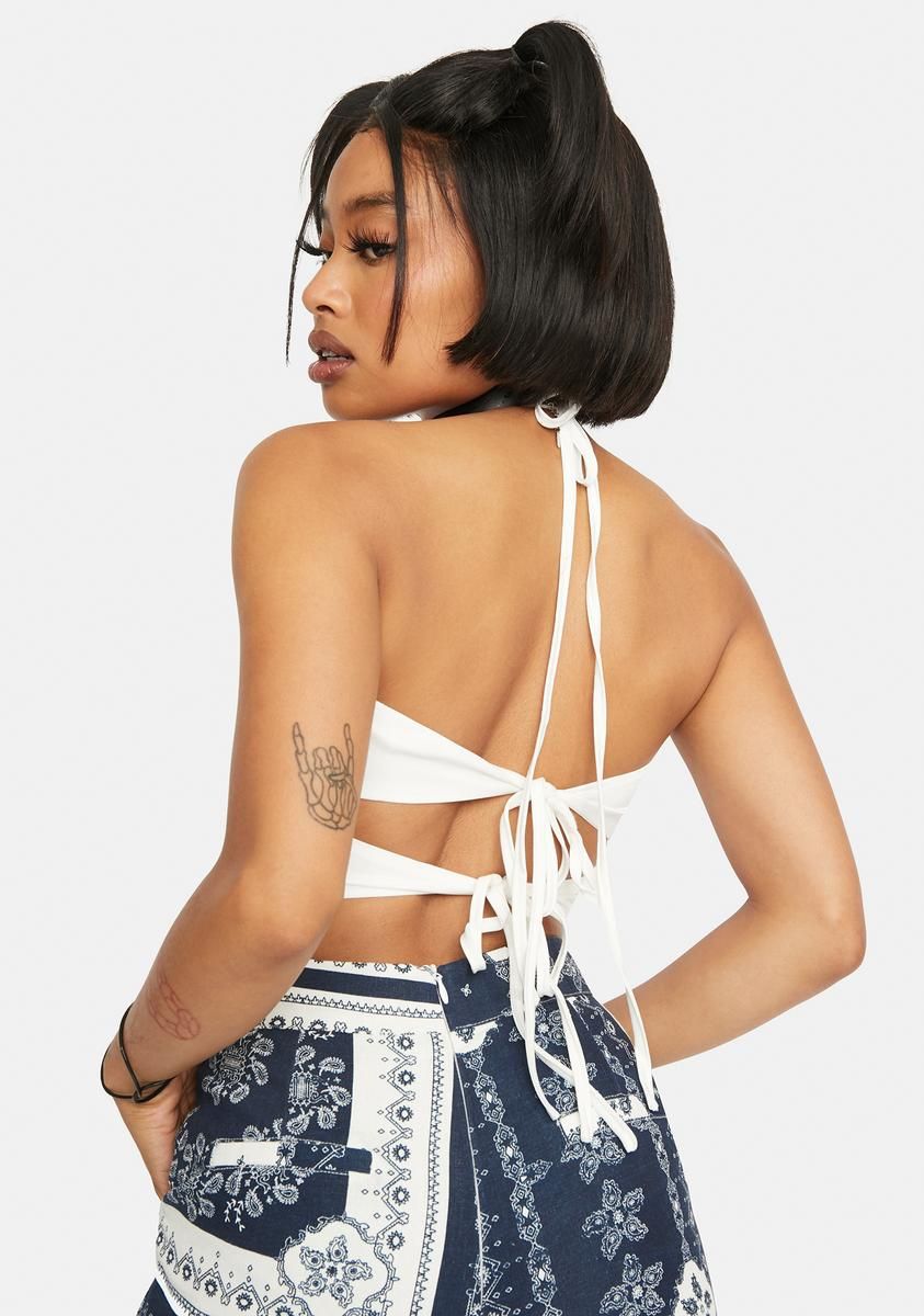 White Tie Back Halter Top sold by Dolls Kill product image thumbnail 4