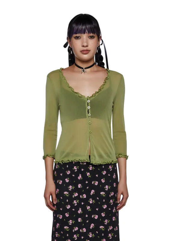 Everlong Romance Long Sleeve Top - Green sold by Dolls Kill