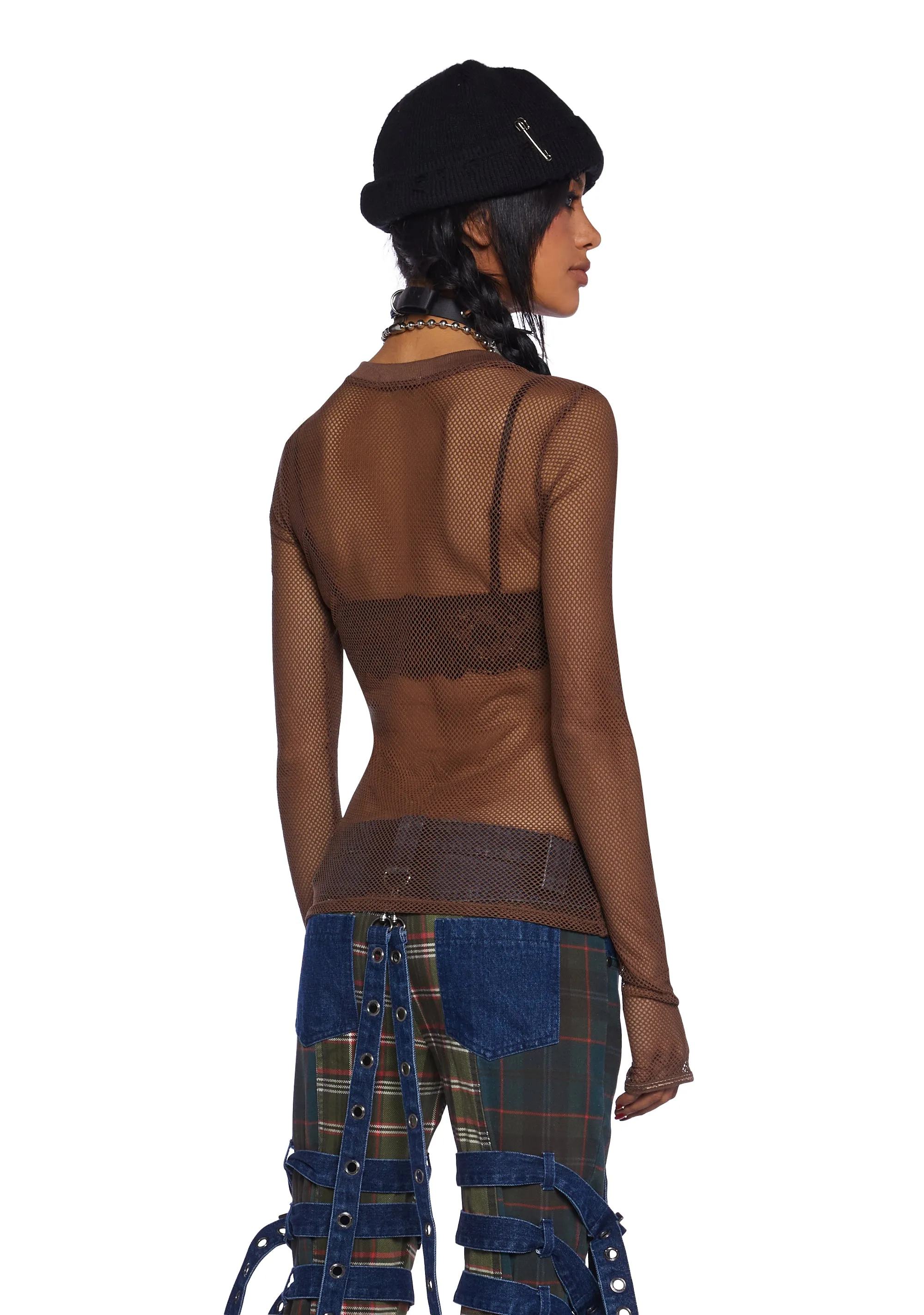 See Thru Me Fishnet Top - Brown sold by Dolls Kill product image thumbnail 4