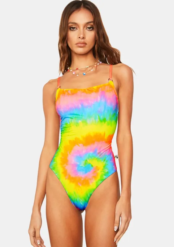 Painted Tie Dye One-Piece Swimsuit sold by Dolls Kill