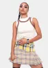 Check Mix Pleated Mini Skirt With Buckles & Chain sold by Dolls Kill