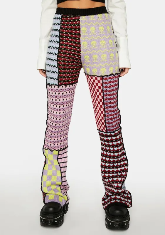 Stitched Patchwork Flares sold by Dolls Kill