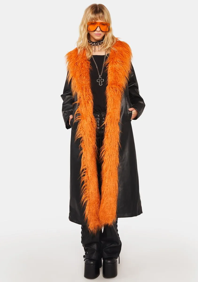 Yaz Faux Leather Trench Coat sold by Dolls Kill product image thumbnail 3